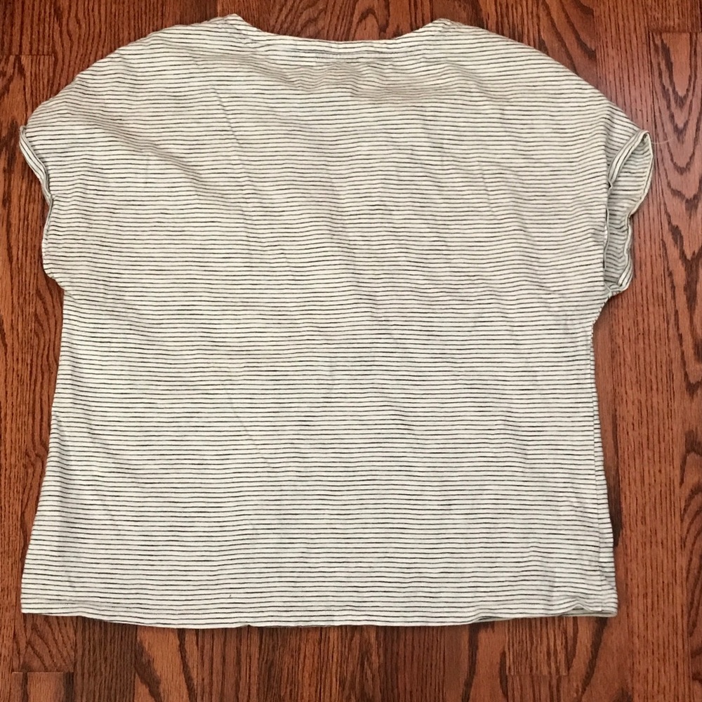 SOLD Boden V Neck pocket t shirt L 100% Cotton striped - Picture 3 of 10